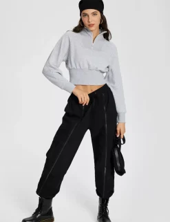 Baleaf Evergreen Cotton Half-Zip Crop Pullover^Women Long-Sleeved