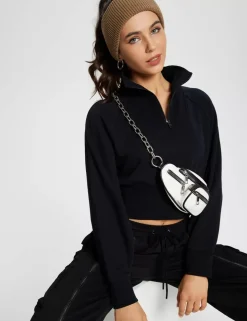 Baleaf Evergreen Cotton Half-Zip Crop Pullover^Women Long-Sleeved