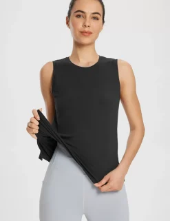 Baleaf Evergreen Cotton Side Slit Tank Top^Women Short-Sleeved & Tank Tops