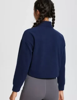 Baleaf Turtleneck Long-Sleeve Crop Pullover^Women Fleece-Lined