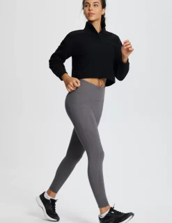 Baleaf Turtleneck Long-Sleeve Crop Pullover^Women Fleece-Lined
