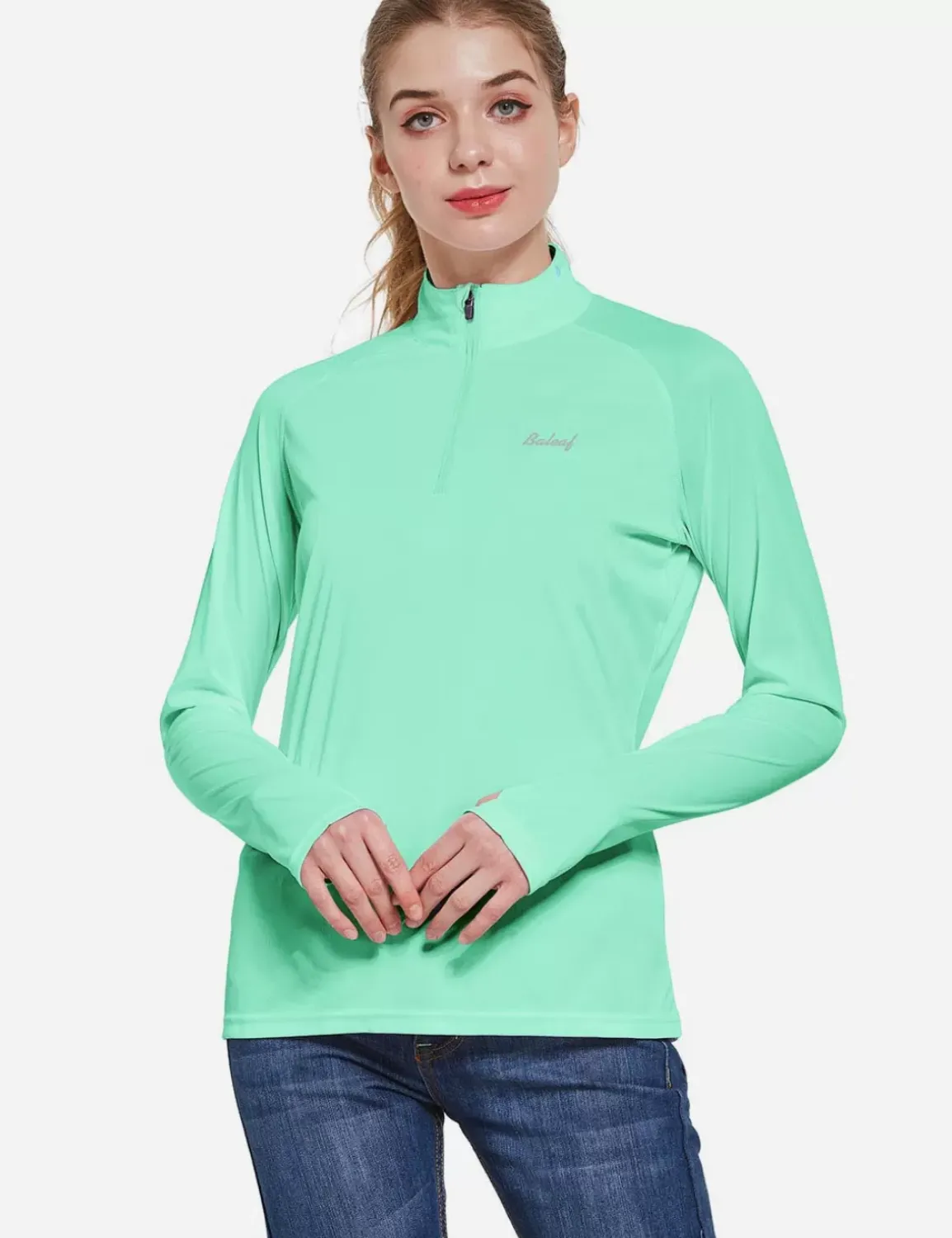 Baleaf Upf50+ Quarter Zip Pullover^Women Long-Sleeved