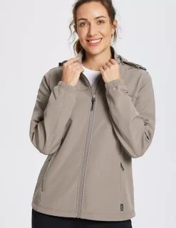 Baleaf Water-Resistant Hooded Softshell Windbreaker^Women Fleece-Lined