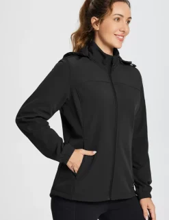 Baleaf Water-Resistant Hooded Softshell Windbreaker^Women Fleece-Lined