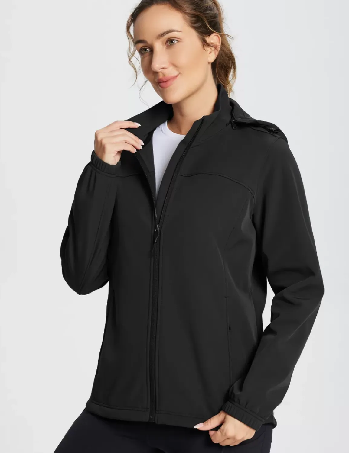 Baleaf Water-Resistant Hooded Softshell Windbreaker^Women Jerseys & Track Jackets