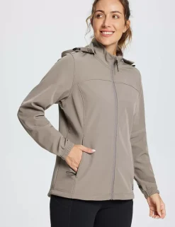 Baleaf Water-Resistant Hooded Softshell Windbreaker^Women Jerseys & Track Jackets